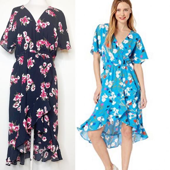 J. Crew faux wrap floral ruffle high low dress - Picture 1 of 8